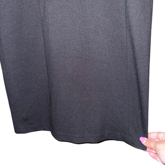 EILEEN FISHER Black Ponte Knit Asymmetric Neck Stretch Sheath Dress LBD Size 2 - Picture 6 of 16